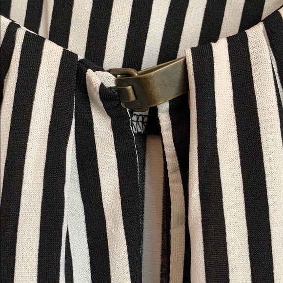 SOLD - Black and White Striped Sleeveless Blouse - Picture 2 of 4